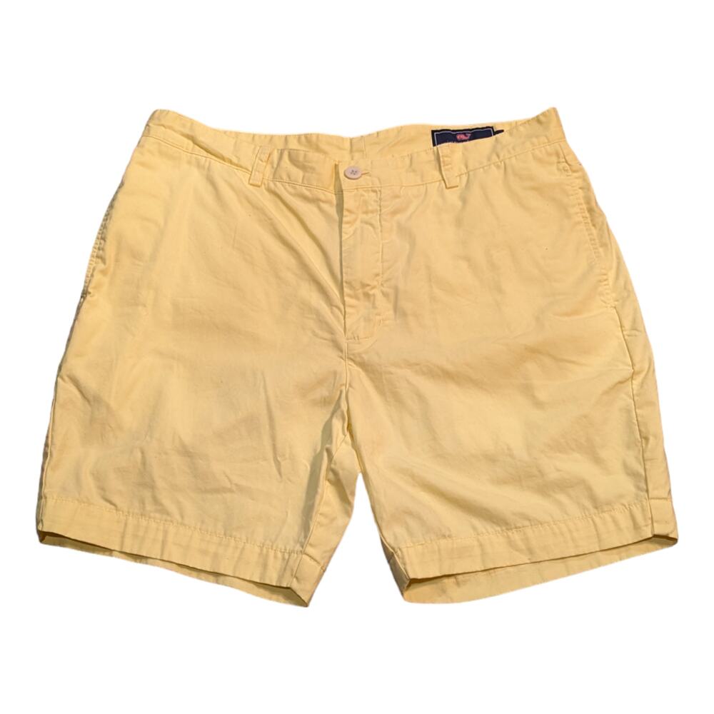 Vineyard Vines Mens 30 Yelllow Flat Front Cotton Twill Shorts - Preowned
